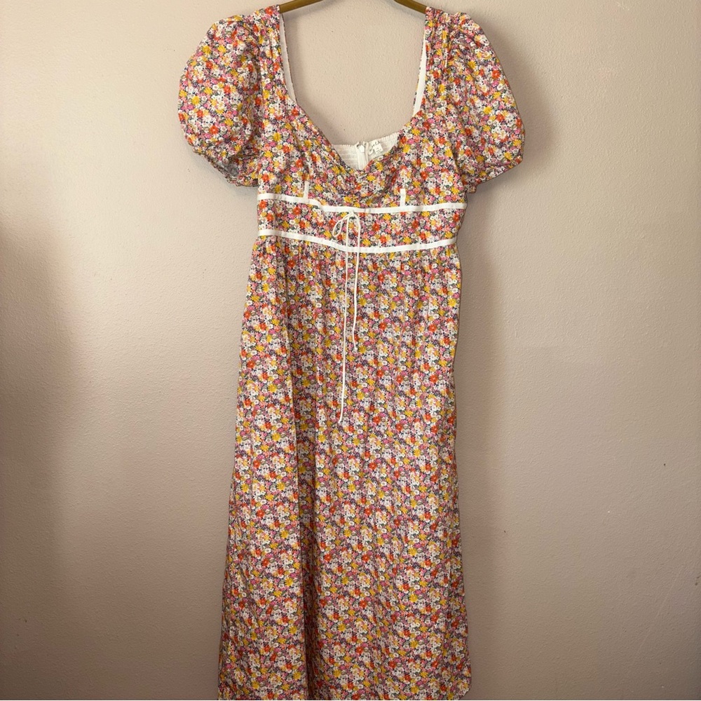 For Love And Lemons Orange Puff Sleeve Sundress
